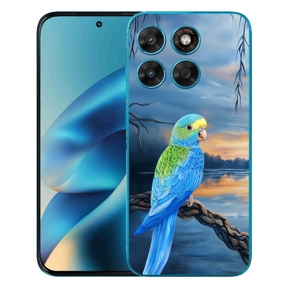 Gélový obal mmCase pre Motorola Moto G87/G77/G67 – modrý papagáj