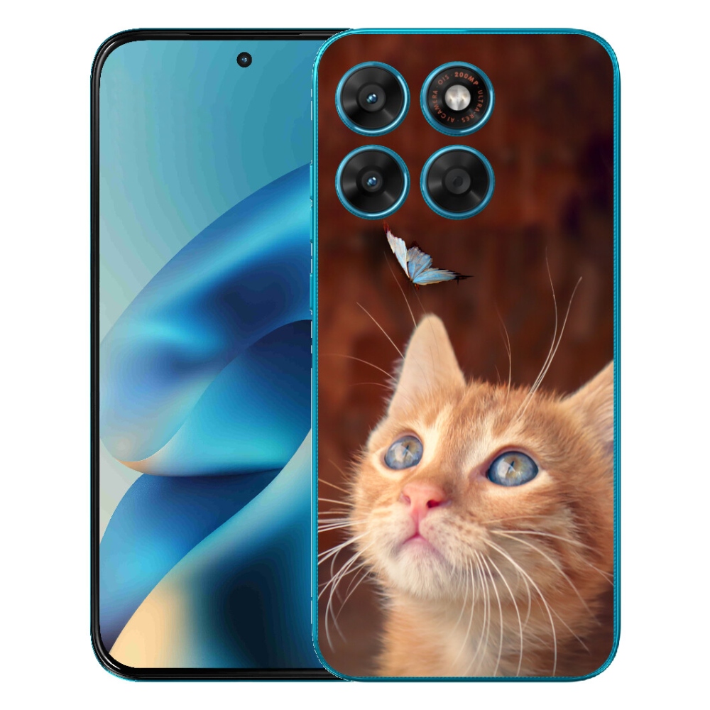 Gélový obal mmCase pre Motorola Moto G87/G77/G67 – motýľ a mačiatko
