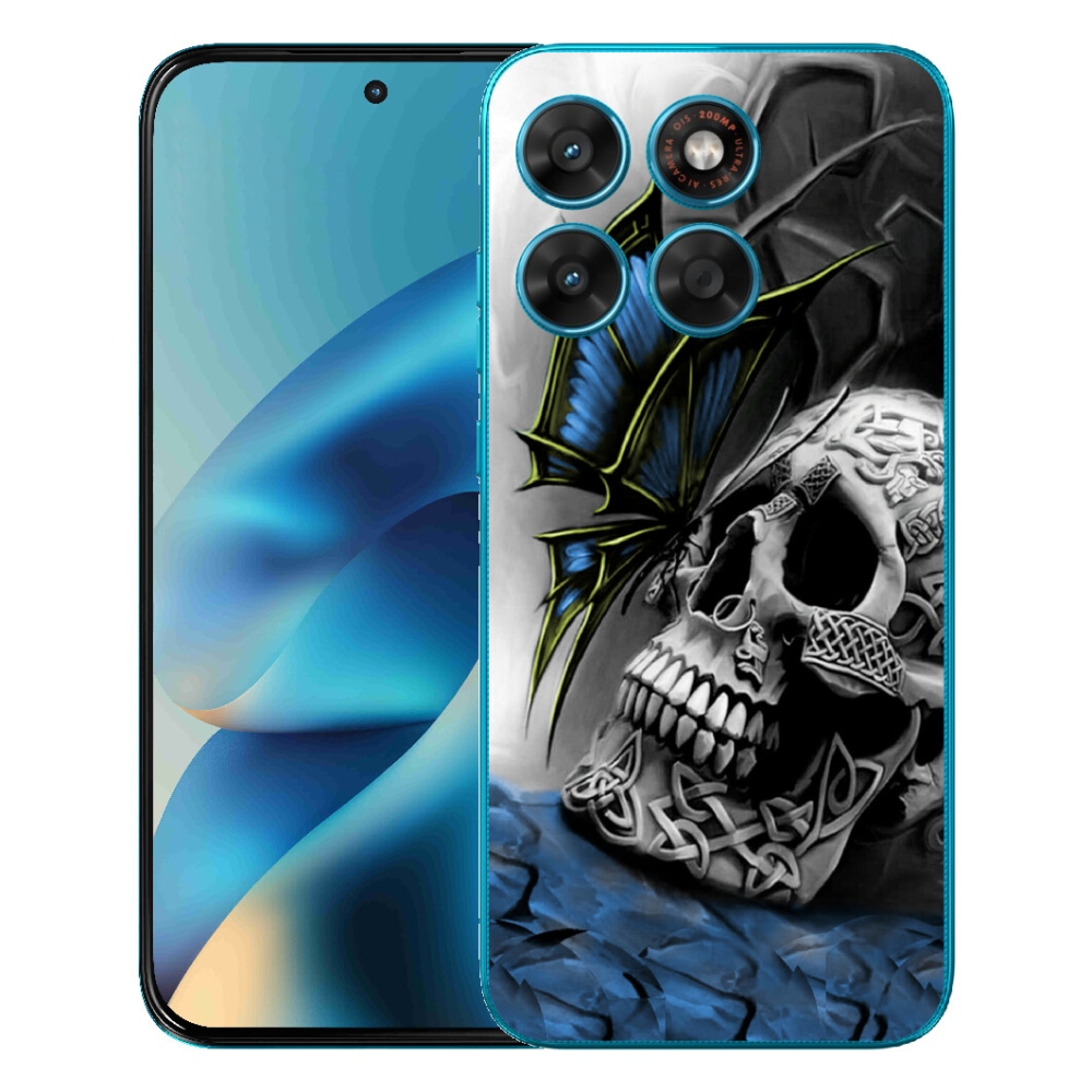 Gélový obal mmCase pre Motorola Moto G87/G77/G67 – motýľ a lebka
