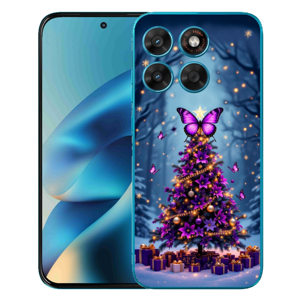 Gélové puzdro mmCase pre Motorola Moto G87/G77/G67 – motýlí vianočný stromček