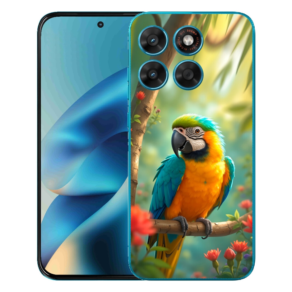 Gélový obal mmCase pre Motorola Moto G87/G77/G67 – papagáj ara, modro-žltý