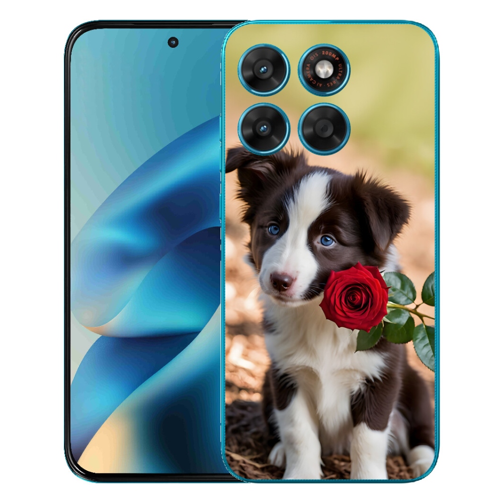 Gélový obal mmCase pre Motorola Moto G87/G77/G67 – roztomilý border kolie s ružou