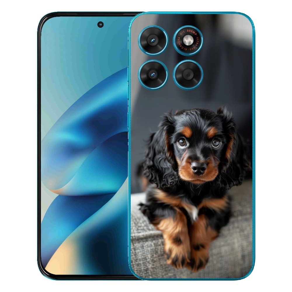 Gélový obal mmCase pre Motorola Moto G87/G77/G67 – roztomilý dlhosrstý jazvečík