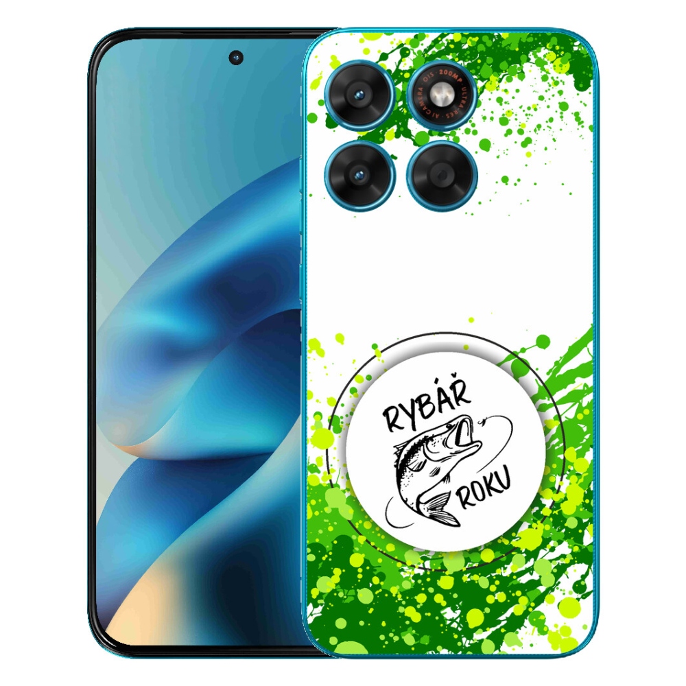 Gélový obal mmCase pre Motorola Moto G87/G77/G67 – „Rybár roka“ na bielom pozadí