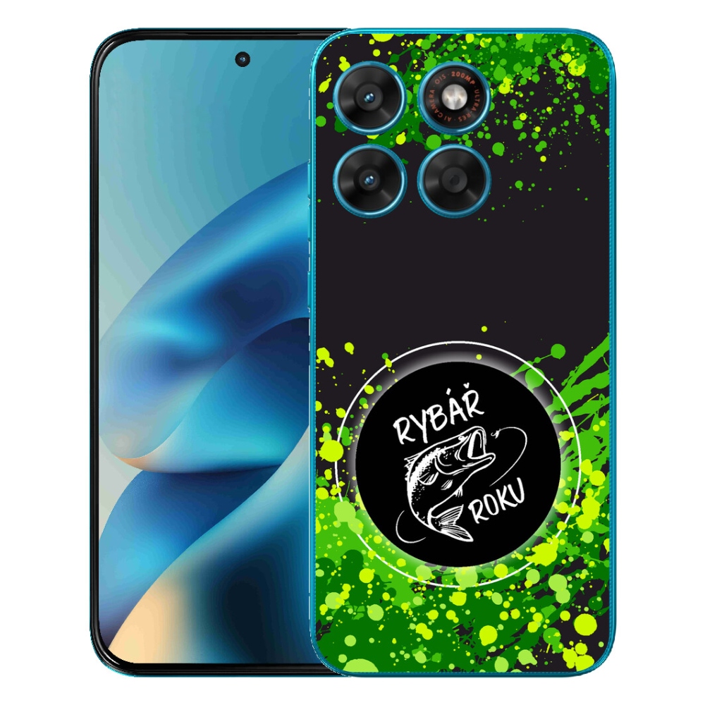 Gélový obal mmCase pre Motorola Moto G87/G77/G67 – „Rybár roka“ na čiernom pozadí
