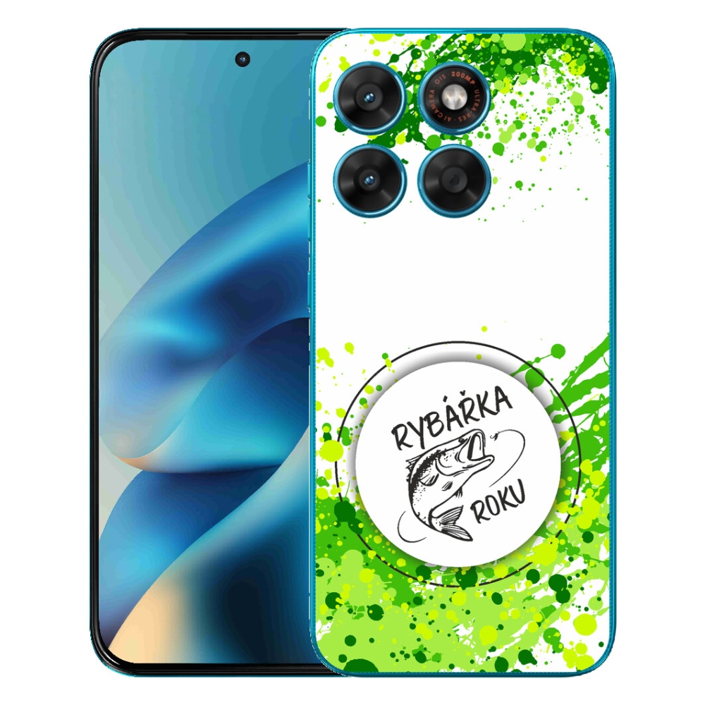 Gélový obal mmCase pre Motorola Moto G87/G77/G67 – „Rybárka roka“ na bielom pozadí