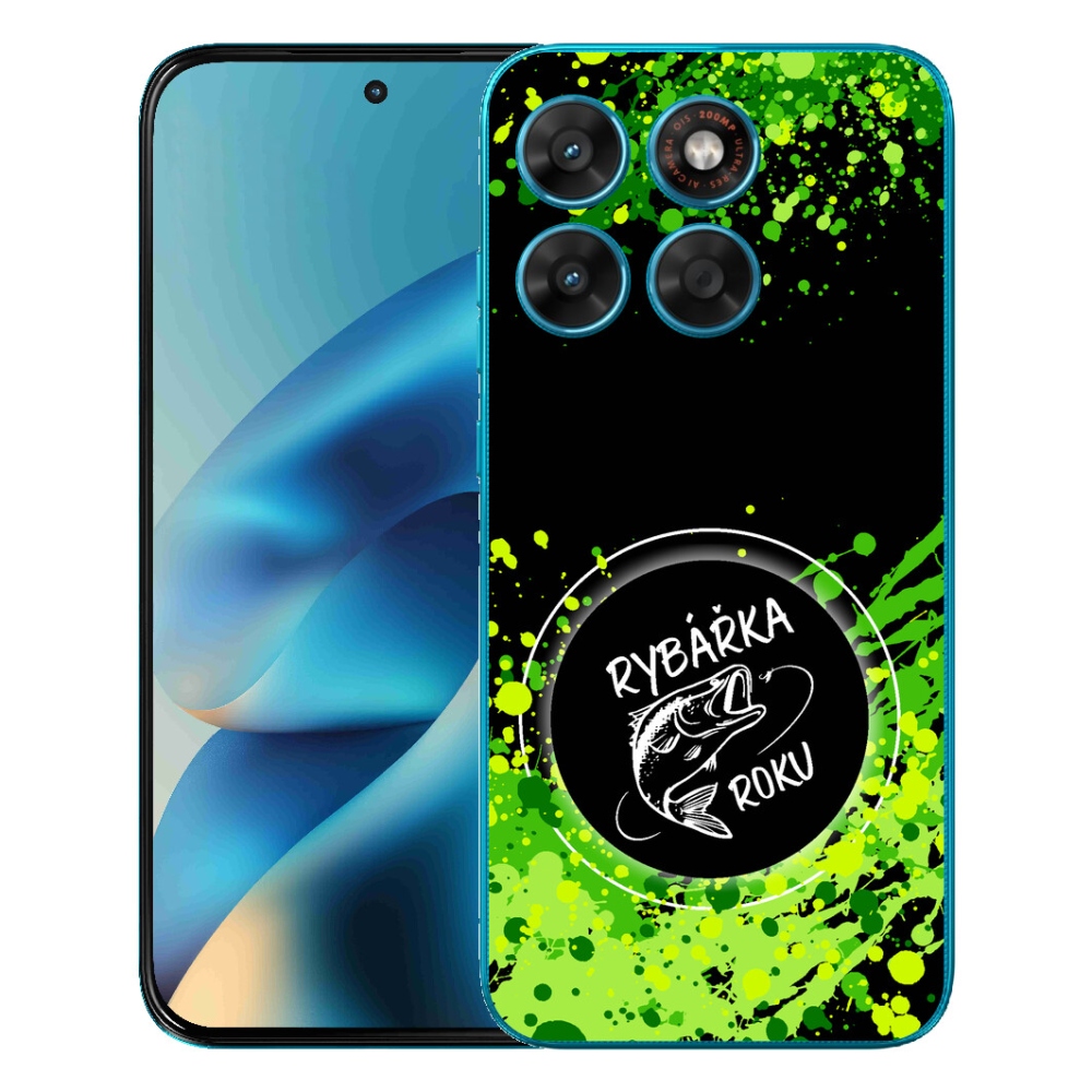 Gélový obal mmCase pre Motorola Moto G87/G77/G67 – „Rybárka roka“ na čiernom pozadí