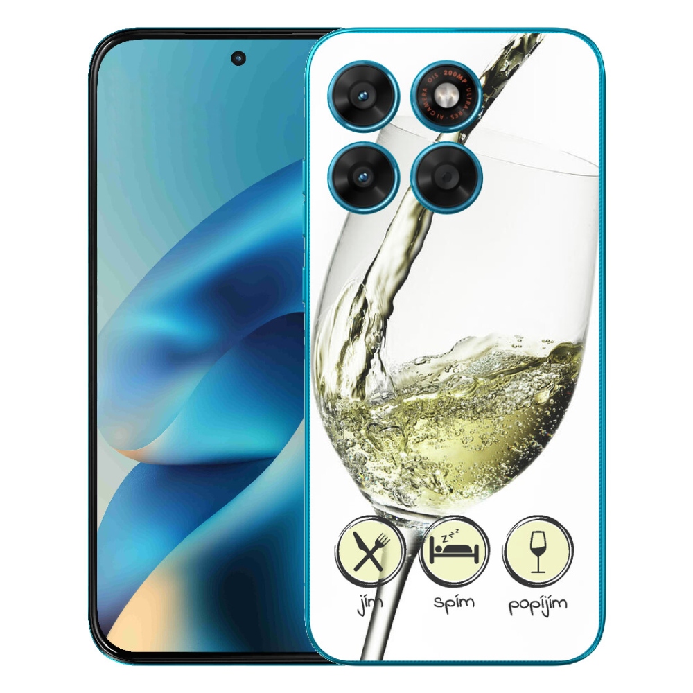 Gélové puzdro mmCase pre Motorola Moto G87/G77/G67 – biela farba „sklenka vína“