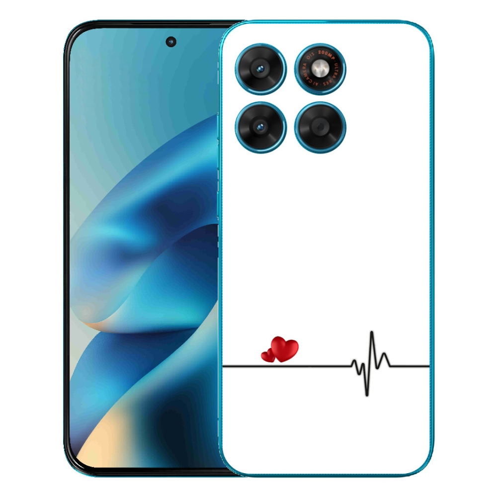 Gélový obal mmCase pre Motorola Moto G87/G77/G67 – srdce a pulz na bielom pozadí