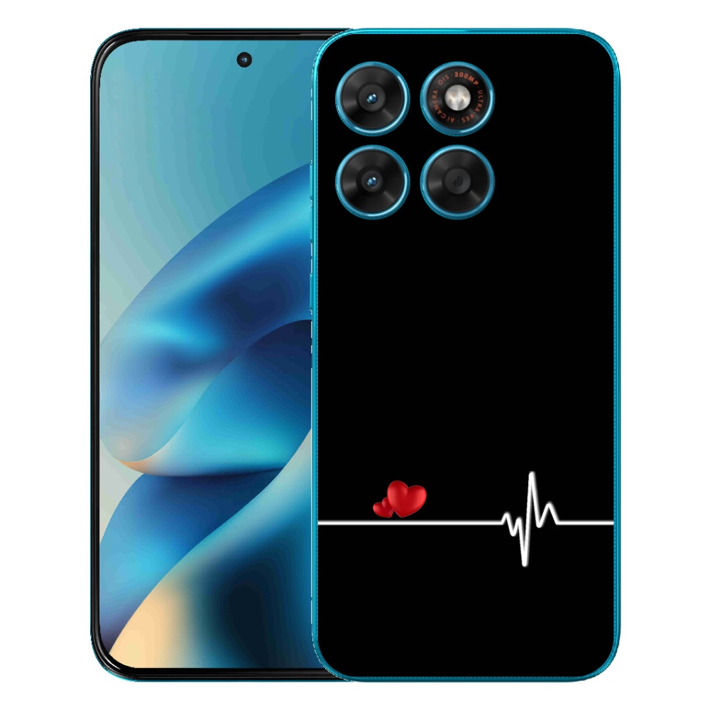 Gélový obal mmCase pre Motorola Moto G87/G77/G67 – srdce a pulz na čiernom pozadí