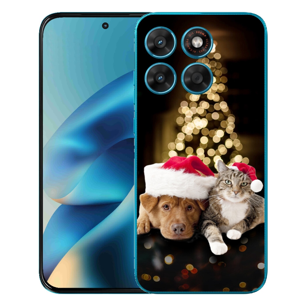 Gélové puzdro mmCase pre Motorola Moto G87/G77/G67 – vianočný psík a mačka