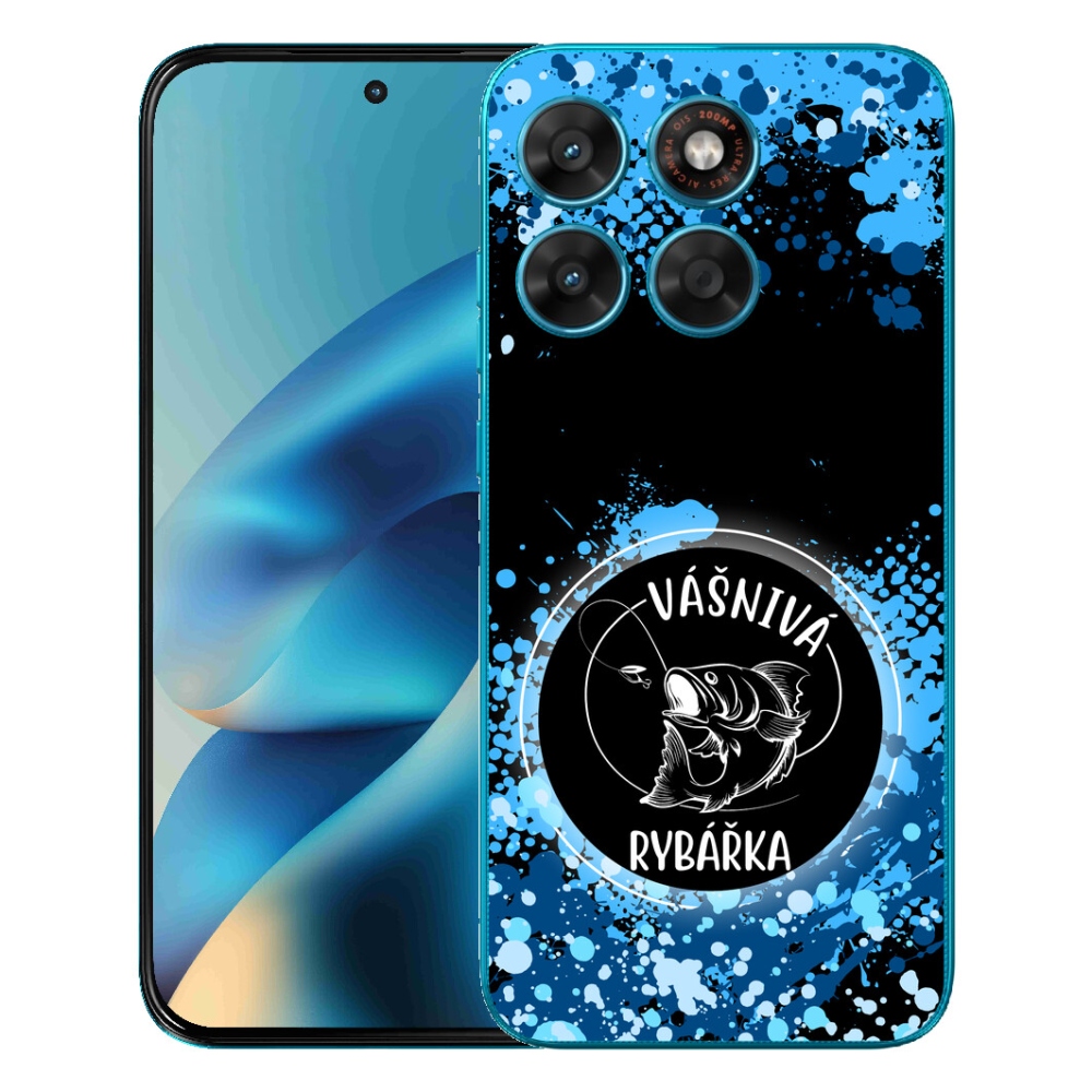 Gélové puzdro mmCase pre Motorola Moto G87/G77/G67 – vášnivá rybárka na čiernom pozadí