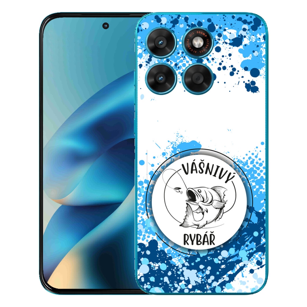 Gélové puzdro mmCase pre Motorola Moto G87/G77/G67 – nadšený rybár na bielom pozadí