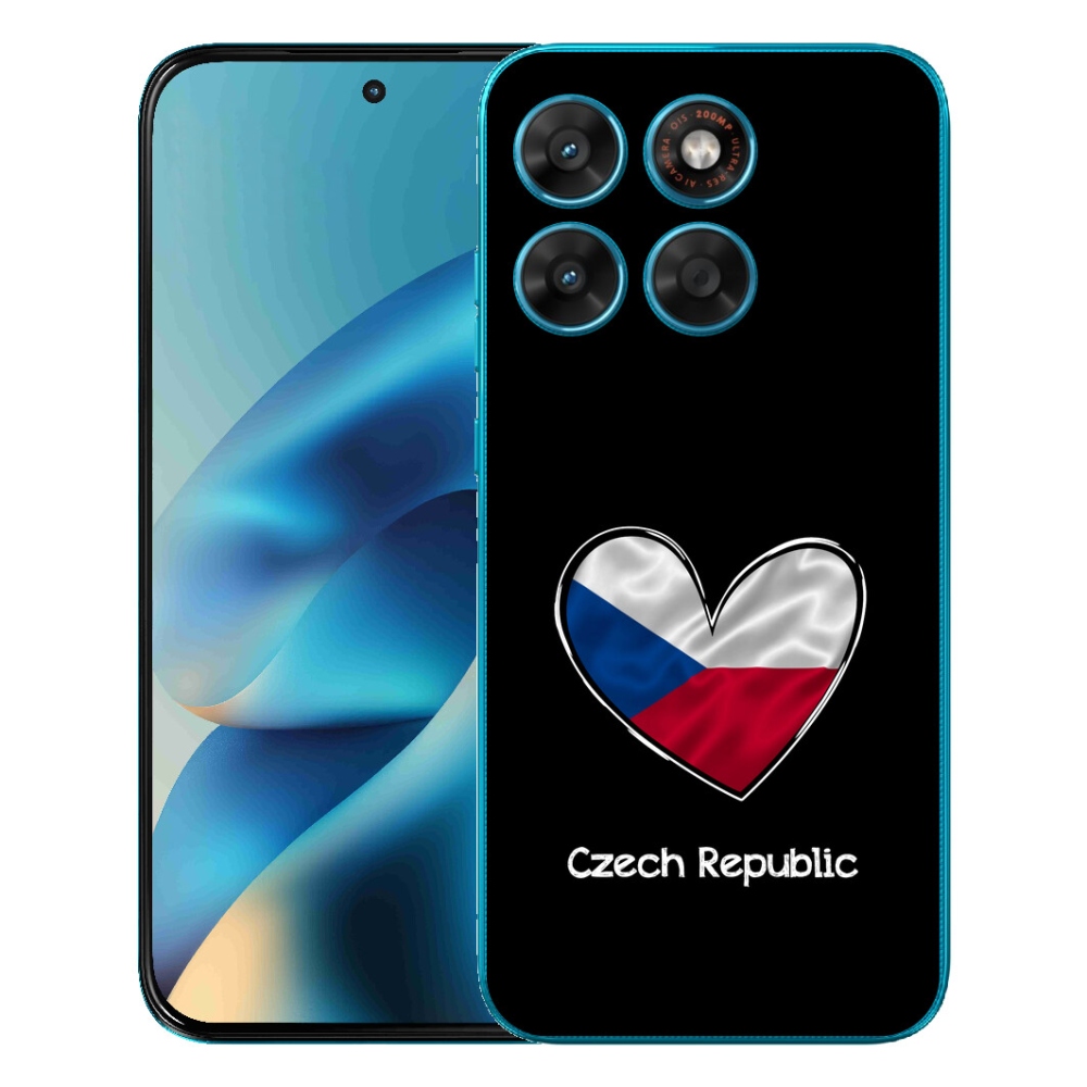 Gélový obal mmCase pre Motorola Moto G87/G77/G67 – vlajka srdca na čiernom pozadí
