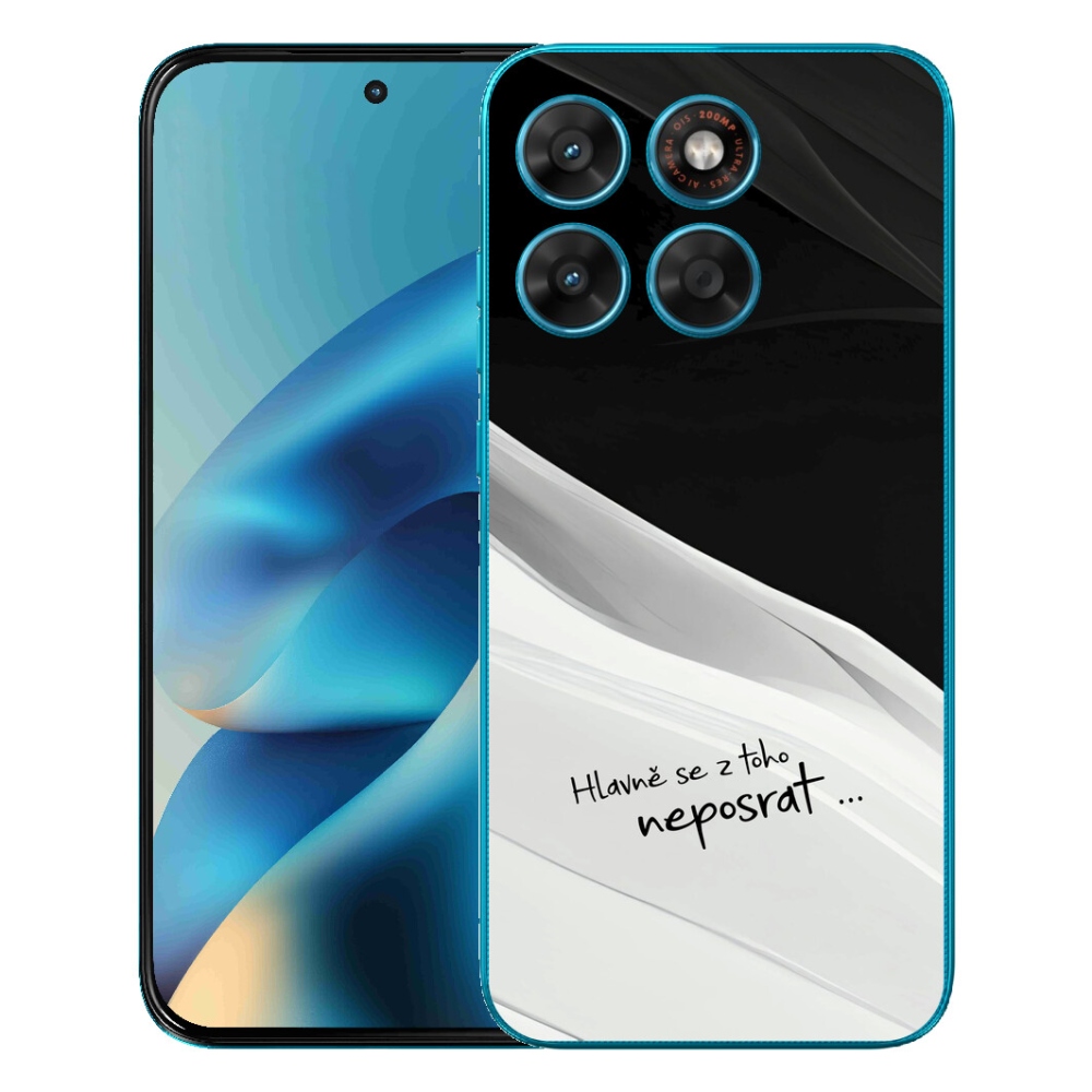 Gélový obal mmCase pre Motorola Moto G87/G77/G67 – vtipný nápis, 13 čierno-bielych pozadí