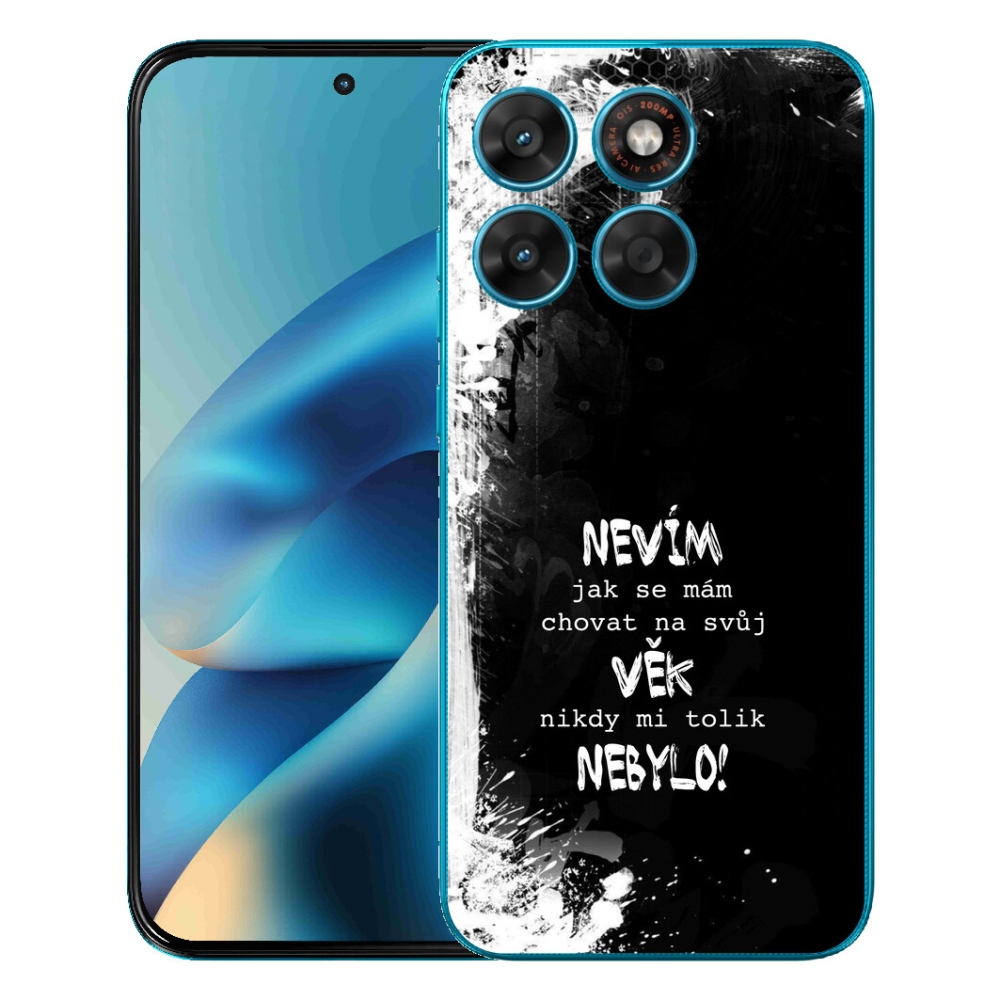 Gélový obal mmCase pre Motorola Moto G87/G77/G67 – vtipný nápis 14 na čiernom pozadí