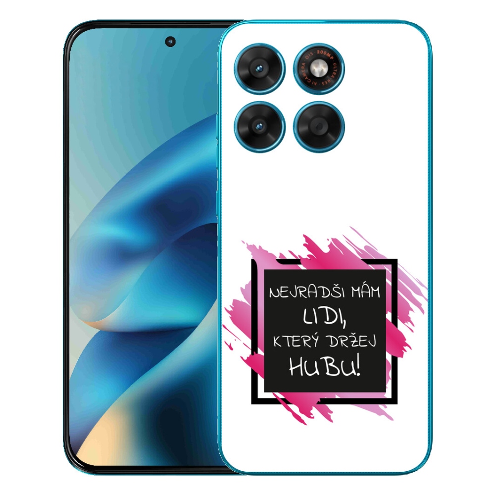 Gélový obal mmCase pre Motorola Moto G87/G77/G67 – vtipný nápis, 7 čierno-bielych pozadí