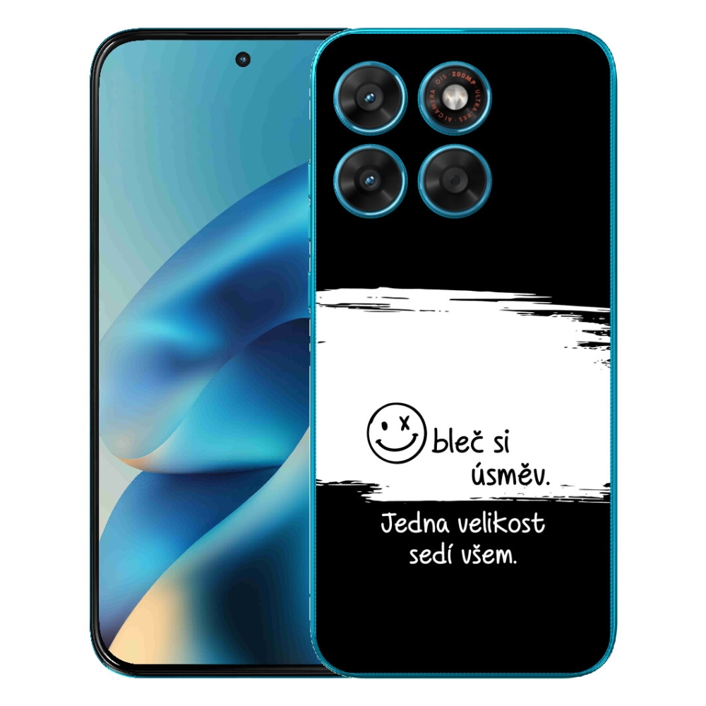 Gélový obal mmCase pre Motorola Moto G87/G77/G67 – vtipný nápis, čierno-biele pozadie