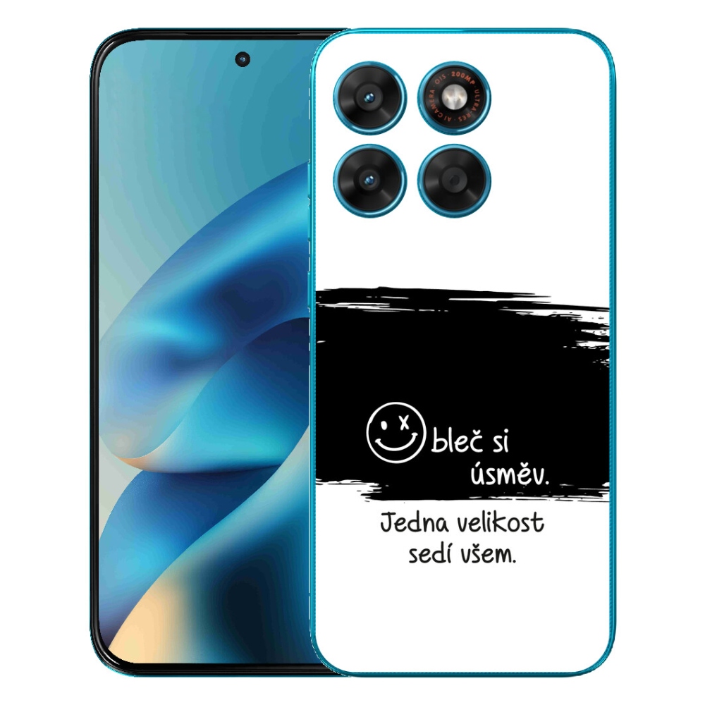 Gélový obal mmCase pre Motorola Moto G87/G77/G67 – vtipný nápis 8 na čierno-bielom pozadí