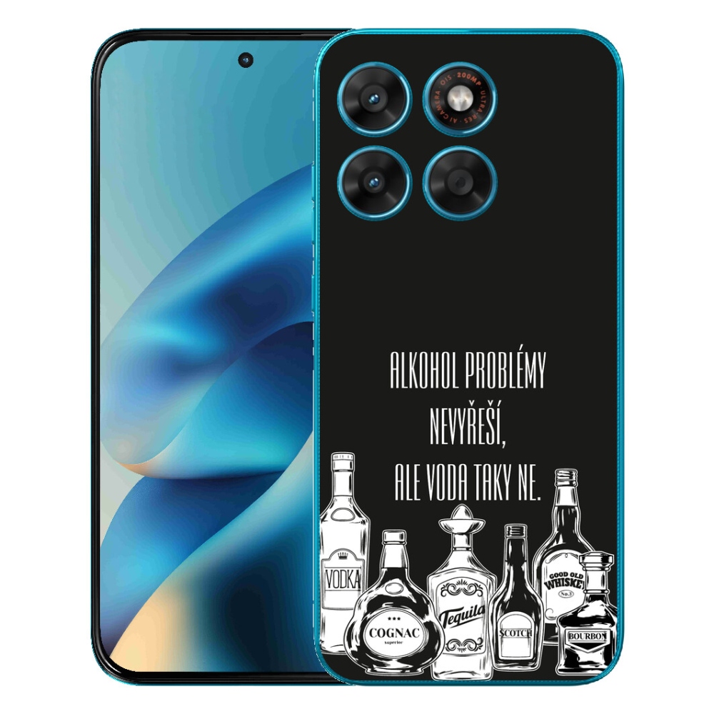 Gélový obal mmCase pre Motorola Moto G87/G77/G67 – vtipný nápis na čiernom pozadí