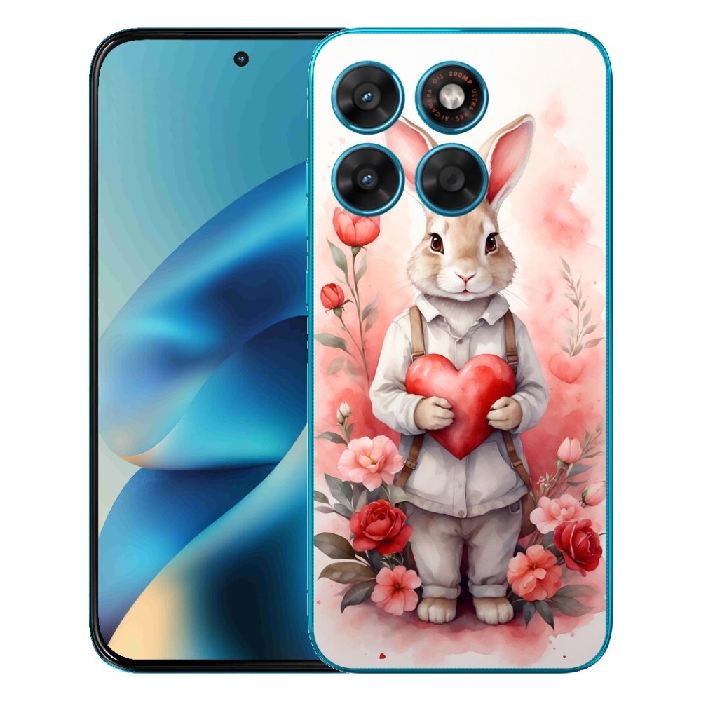 Gélový obal mmCase pre Motorola Moto G87/G77/G67 – zajac so srdiečkom