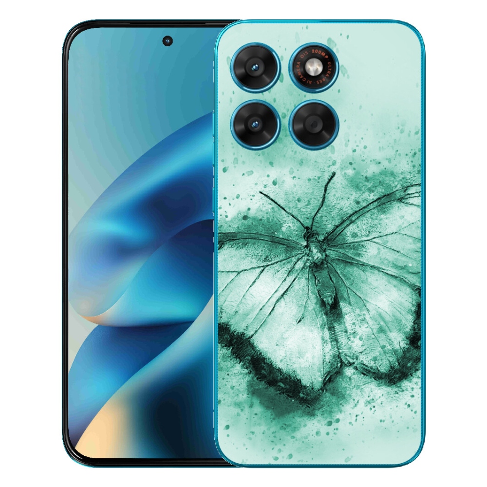 Gélový obal mmCase pre Motorola Moto G87/G77/G67 – zelený motýľ