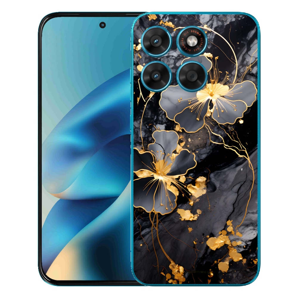 Gélový obal mmCase pre Motorola Moto G87/G77/G67 – zlaté kvety