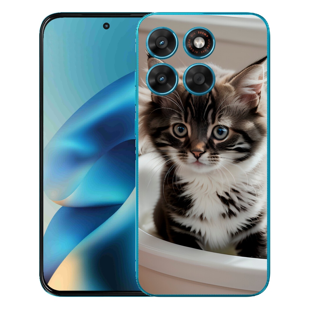 Gélový obal mmCase pre Motorola Moto G87/G77/G67 – zvedavé mačiatko