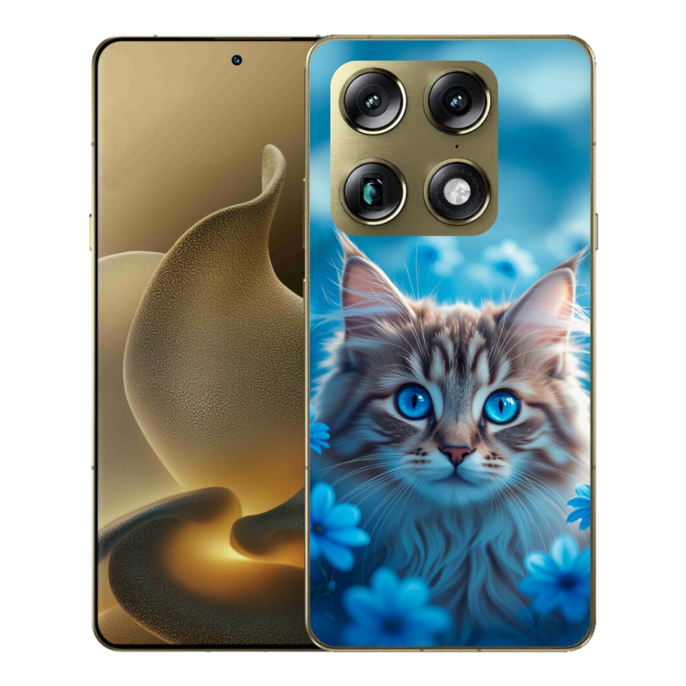 Gélový kryt mmCase na Motorola Signature - mačiatko v modrých kvetoch