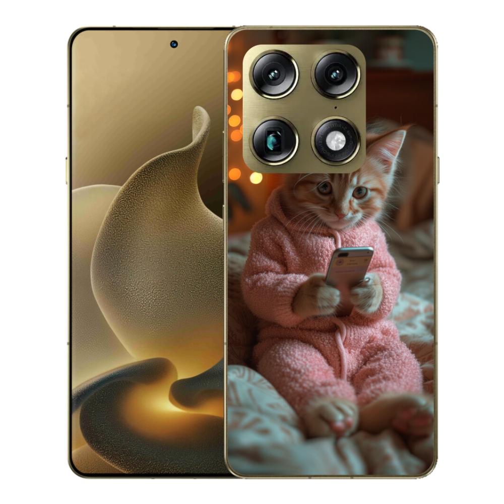 Gélový kryt mmCase na Motorola Signature - mačiatko s mobilom