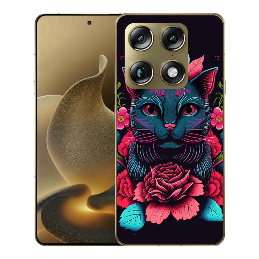 Gélový kryt mmCase na Motorola Signature - kvety a mačka