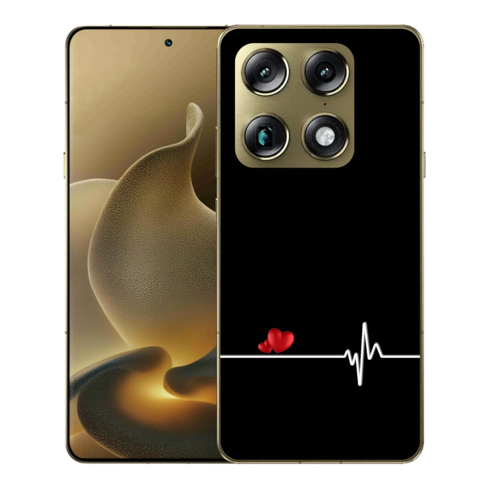 Gélový kryt mmCase na Motorola Signature - srdce a tep čierne pozadie