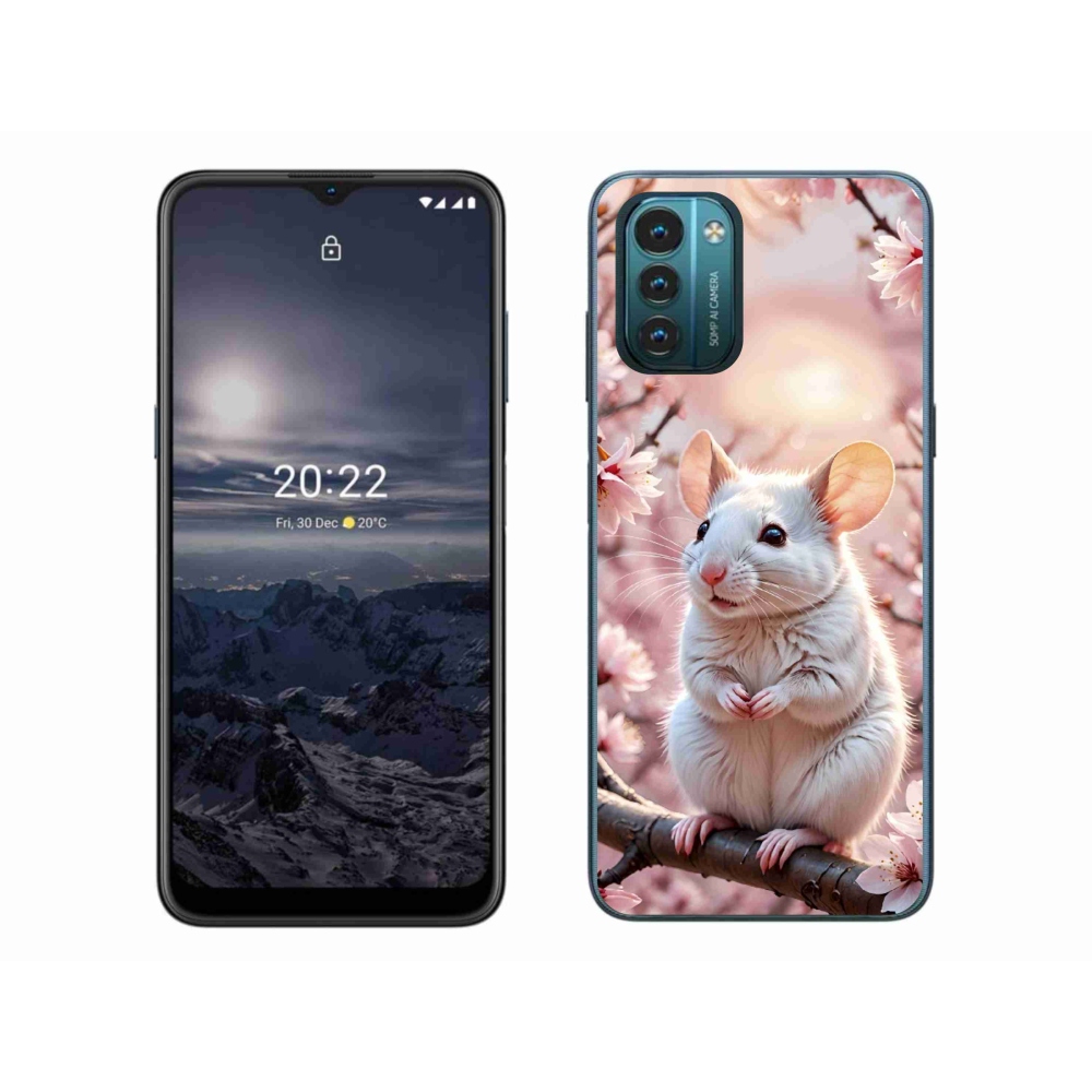 Gélový kryt mmCase na Nokia G11/G21 - biela myš na vetve