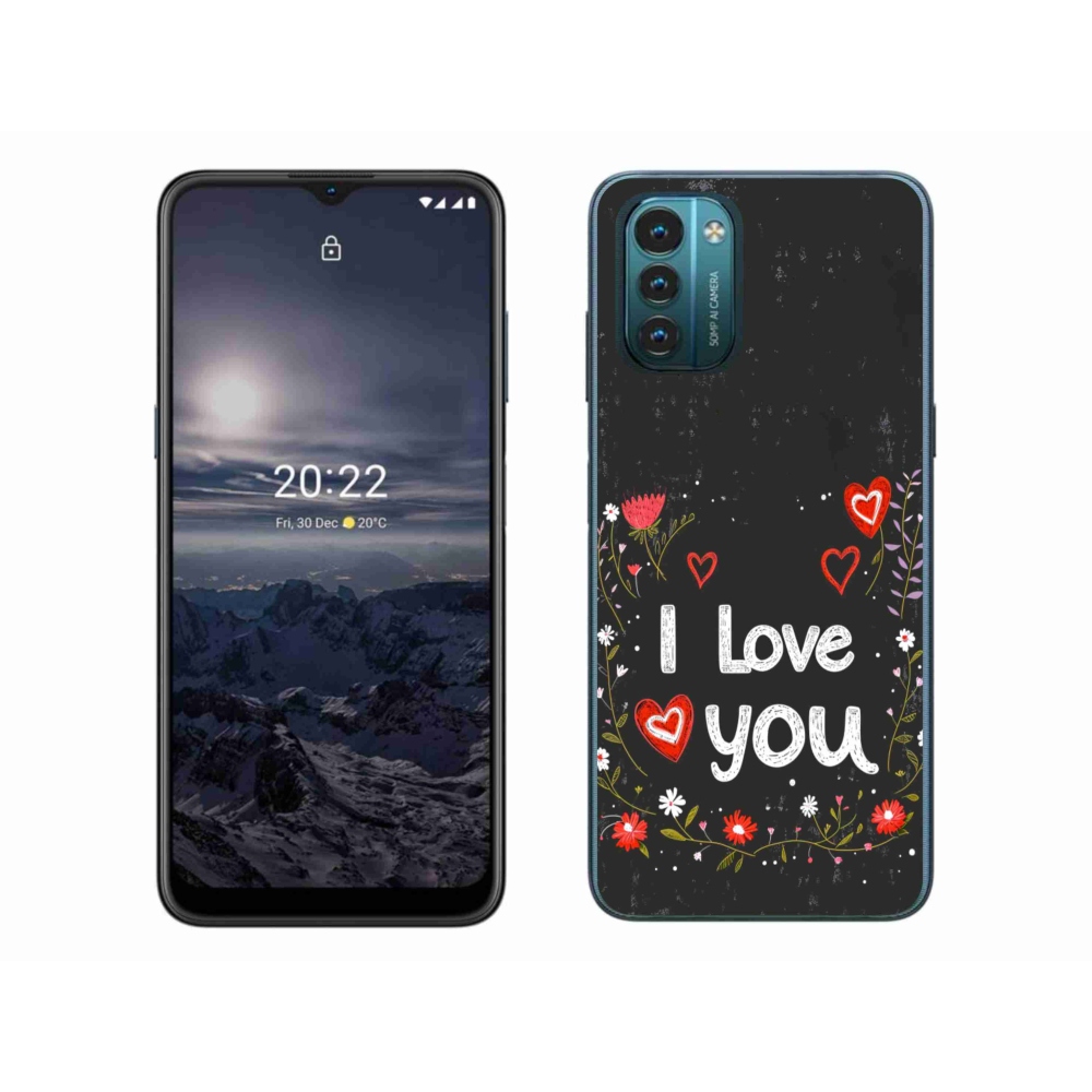 Gélový kryt mmCase na Nokia G11/G21 - I love you čierne pozadie