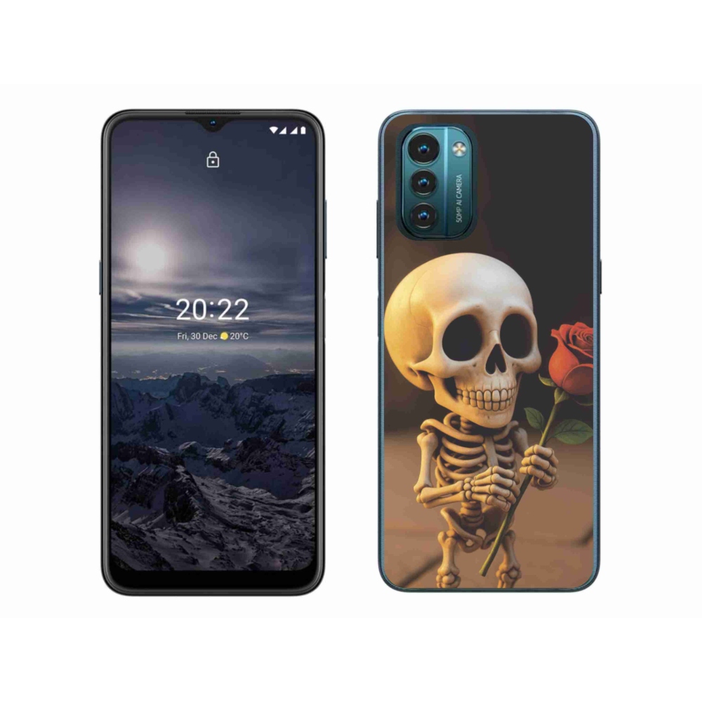 Gélový kryt mmCase na Nokia G11/G21 - kostlivec s ružou