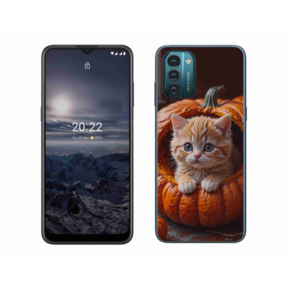 Gélový kryt mmCase na Nokia G11/G21 - mačiatko a tekvica 2