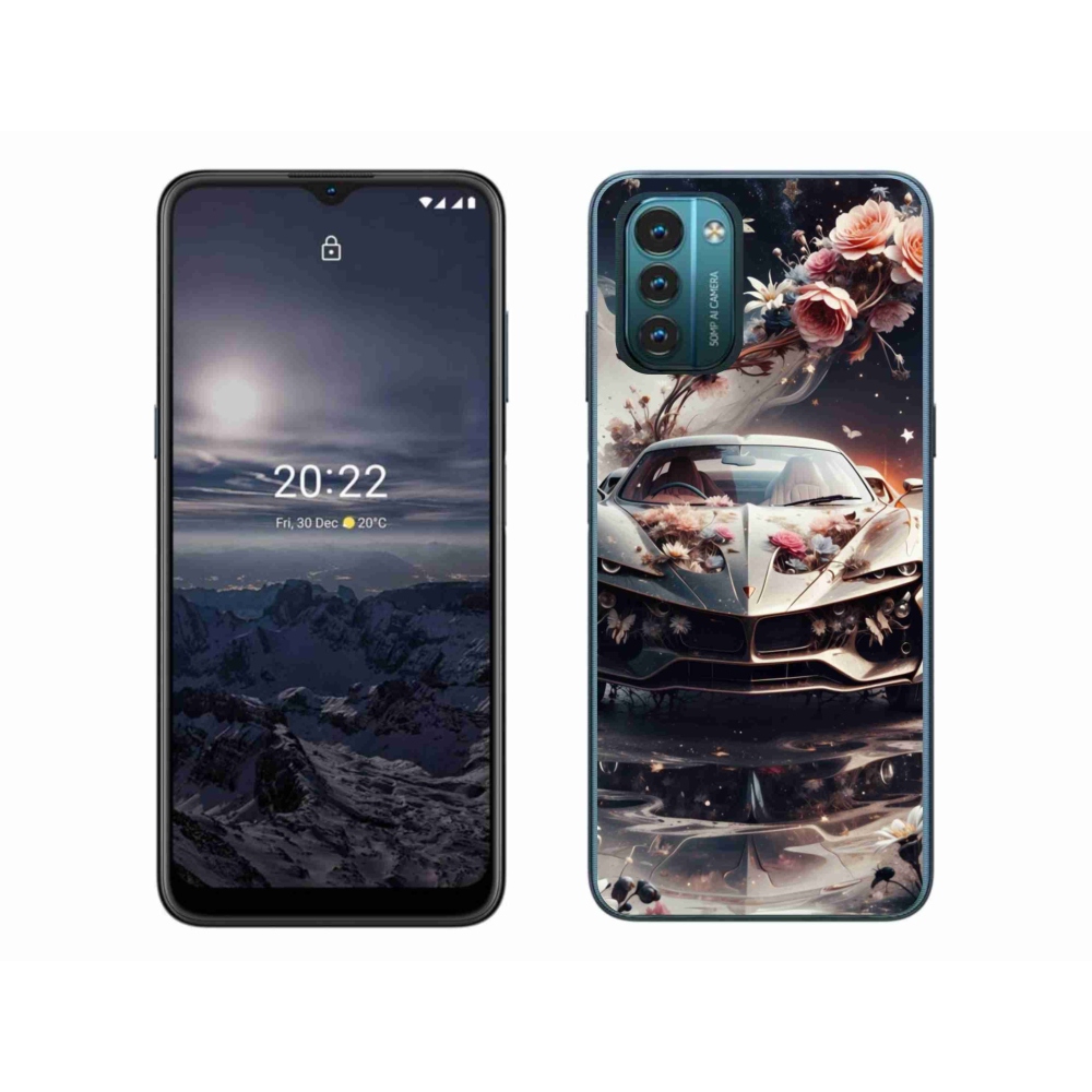 Gélový kryt mmCase na Nokia G11/G21 - kvetinový športový automobil