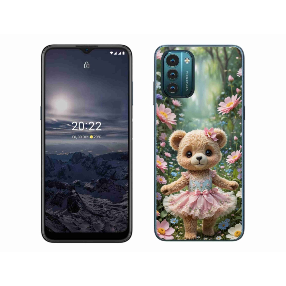 Gélový kryt mmCase na Nokia G11/G21 - roztomilý medvedík v kvetoch