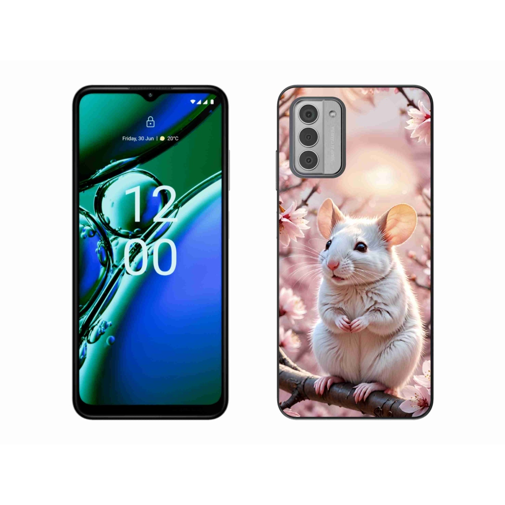 Gélový kryt mmCase na Nokia G42 - biela myš na vetve