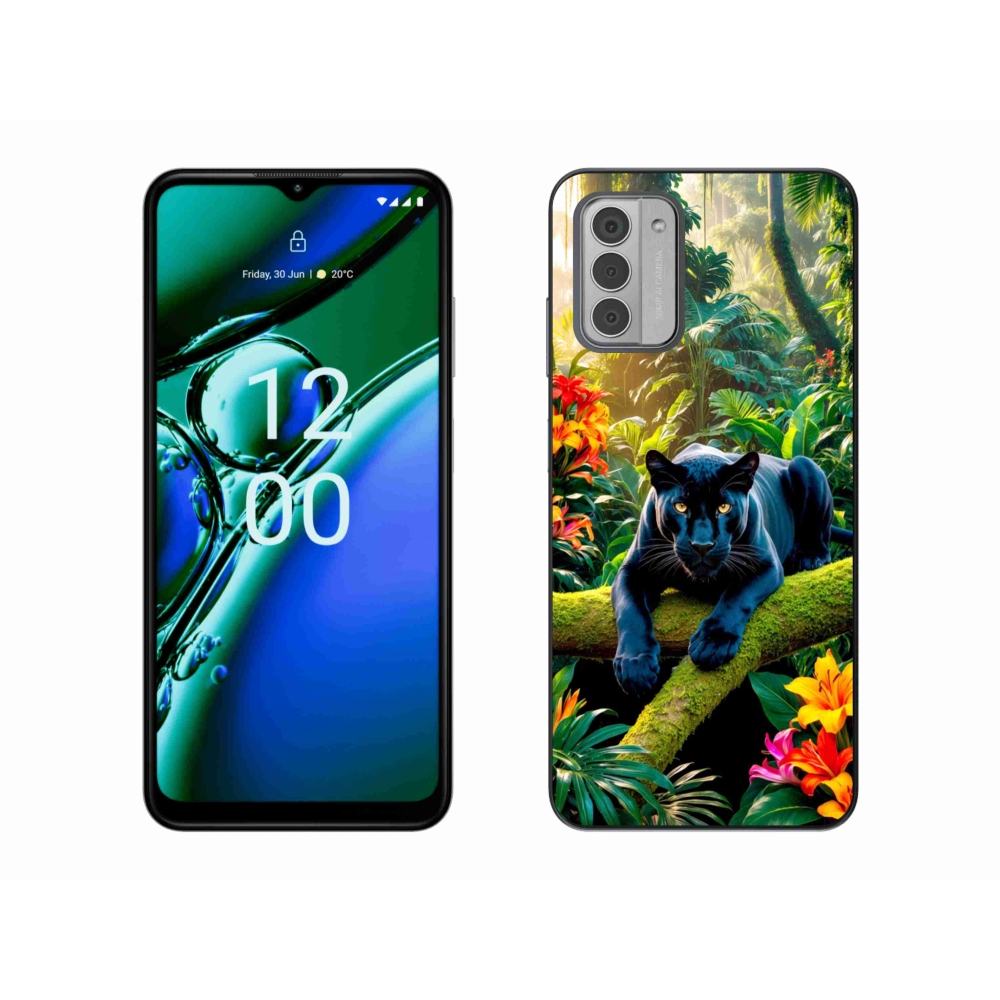 Gélový kryt mmCase na Nokia G42 - čierny panter v džungli