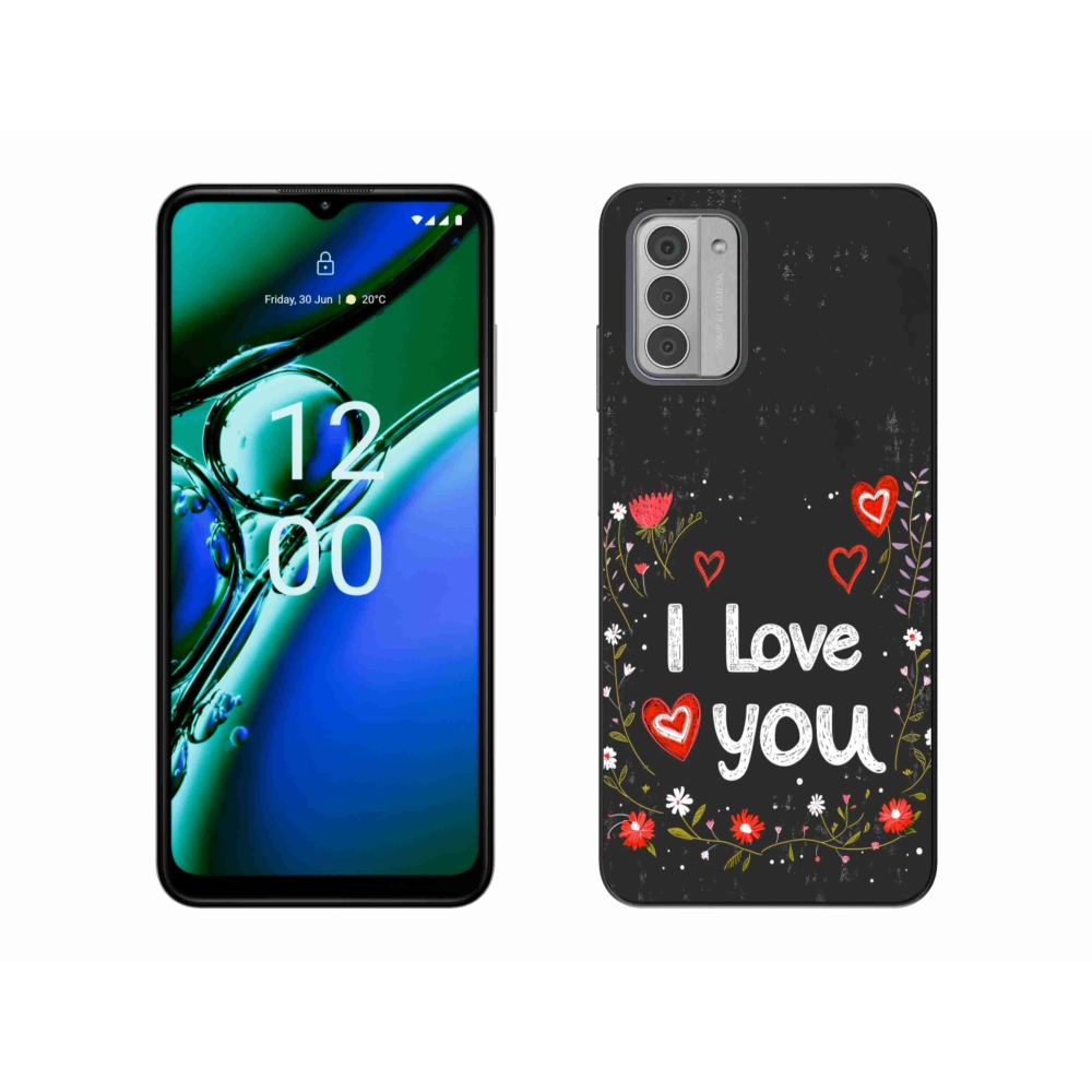 Gélový kryt mmCase na Nokia G42 - I love you čierne pozadie