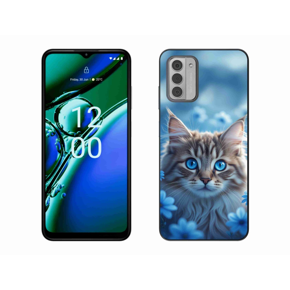 Gélový kryt mmCase na Nokia G42 - mačiatko v modrých kvetoch