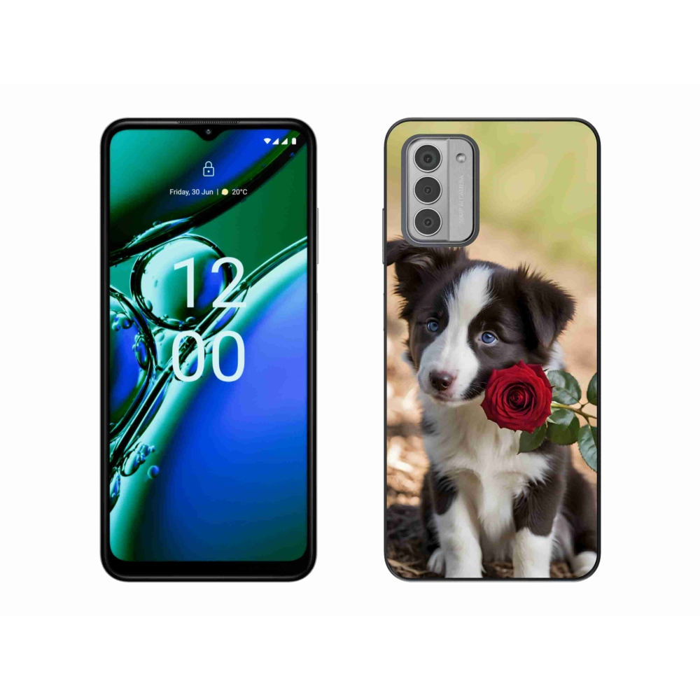 Gélový kryt mmCase na Nokia G42 - roztomilá border kólia s ružou