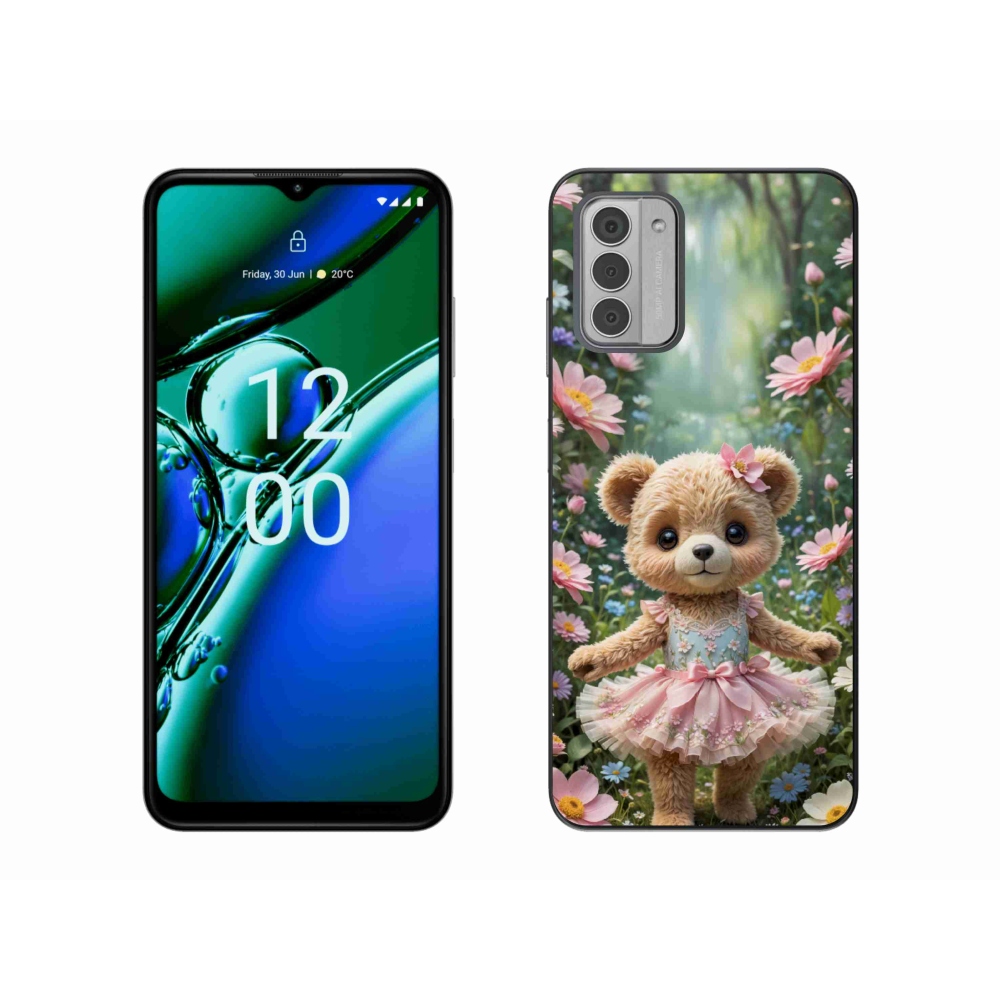 Gélový kryt mmCase na Nokia G42 - roztomilý medvedík v kvetoch