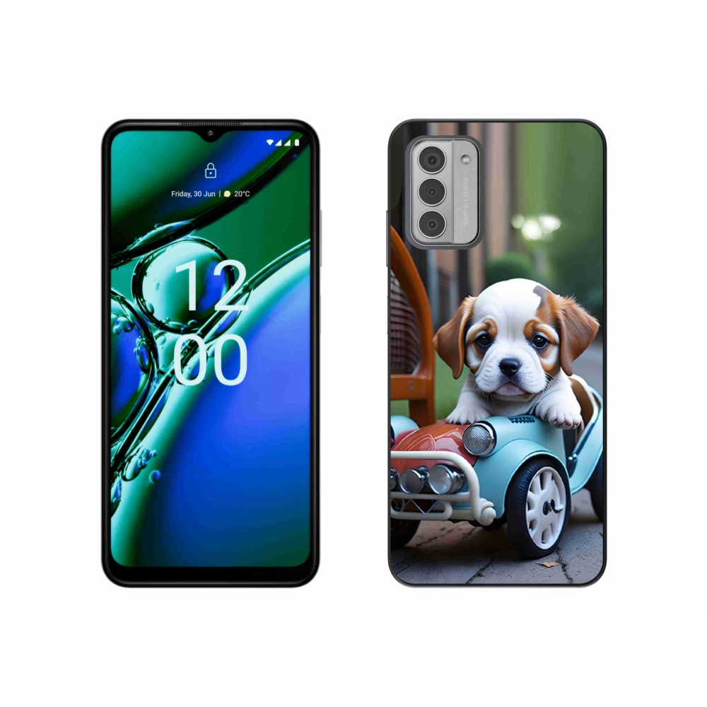 Gélový kryt mmCase na Nokia G42 - šteňa v retro aute