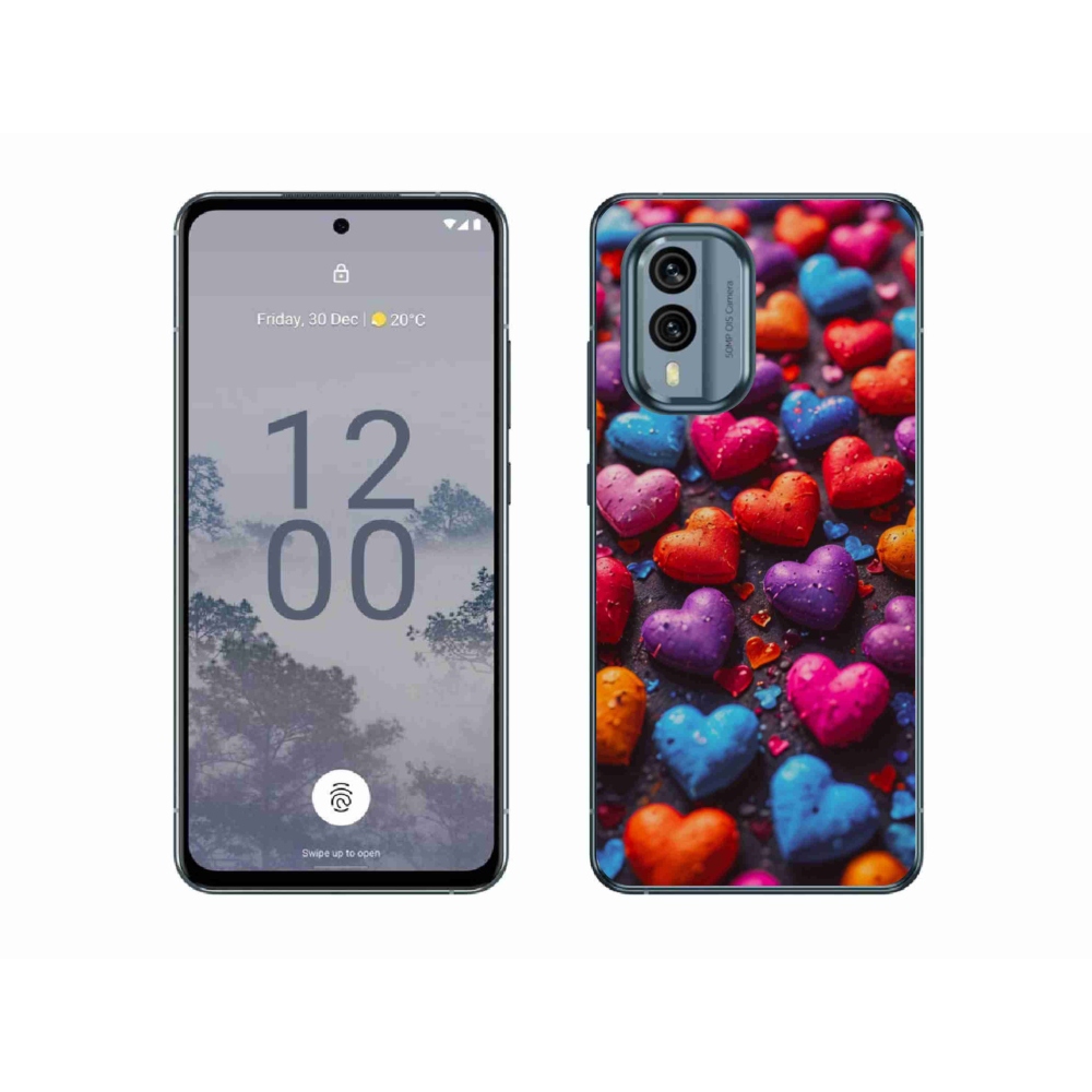 Gélový kryt mmCase na Nokia X30 5G - farebné srdcia