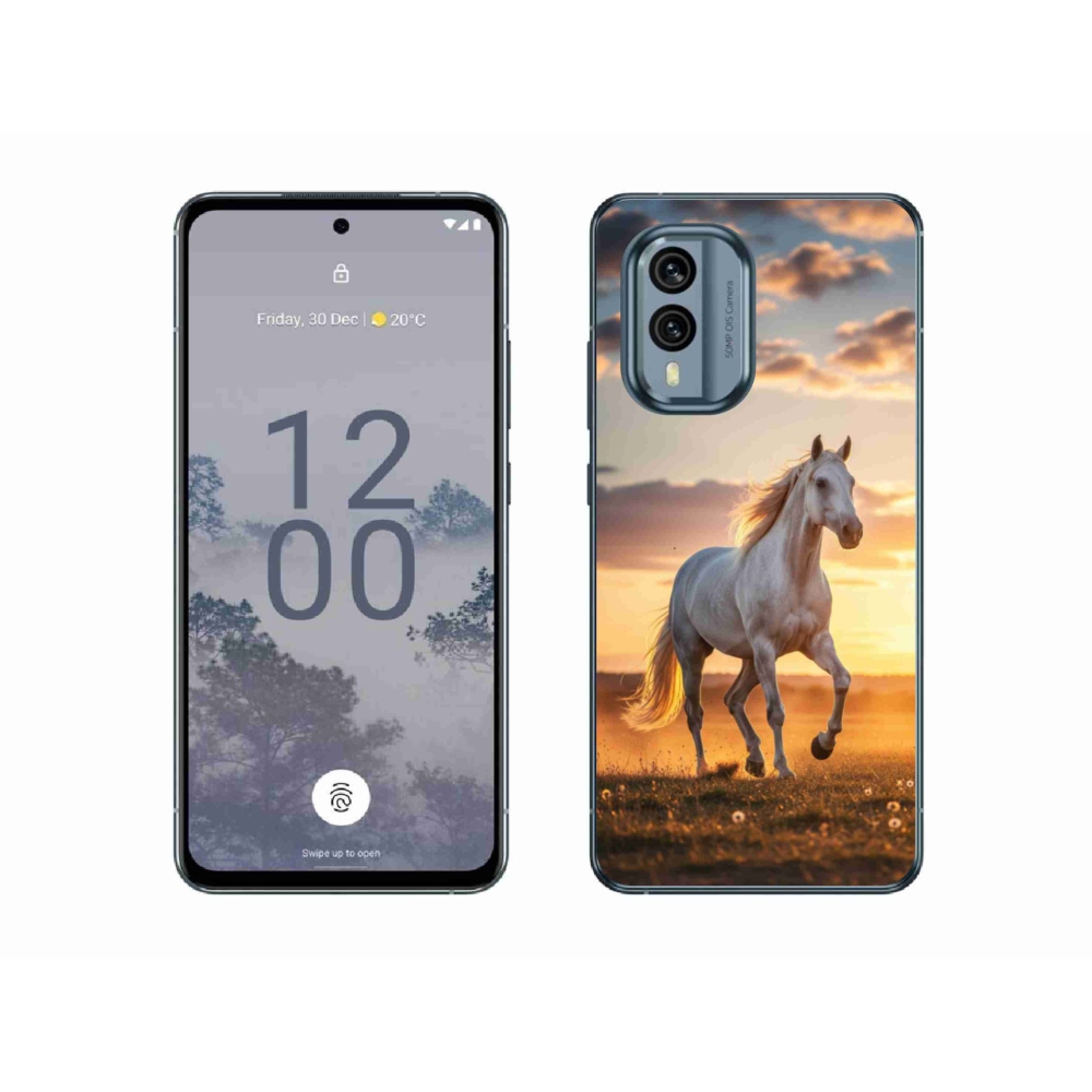 Gélový kryt mmCase na Nokia X30 5G - bežiaci biely kôň 2