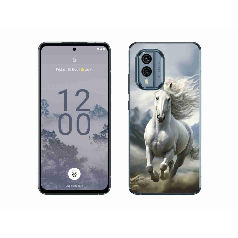 Gélový kryt mmCase na Nokia X30 5G - bežiaci biely kôň 3