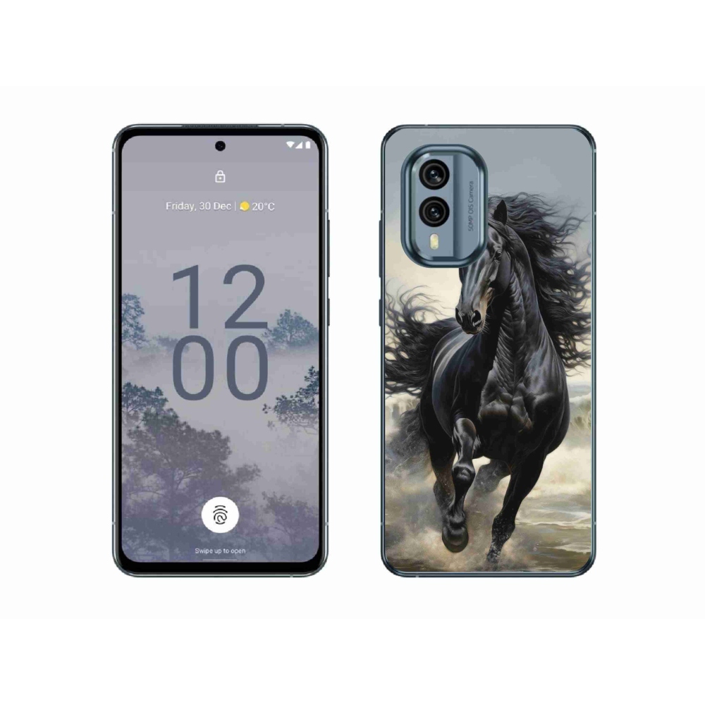 Gélový kryt mmCase na Nokia X30 5G - bežiaci čierny kôň
