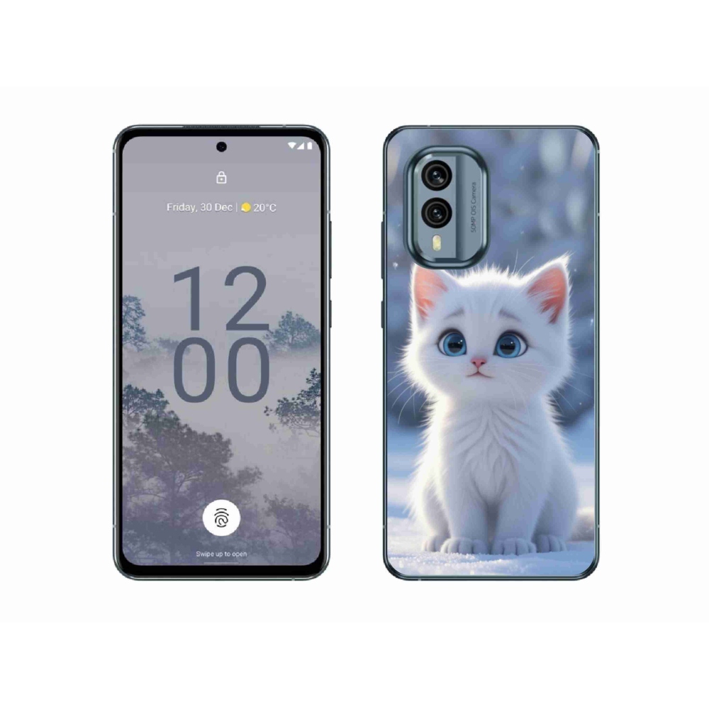 Gélový kryt mmCase na Nokia X30 5G - biele mačiatko 3
